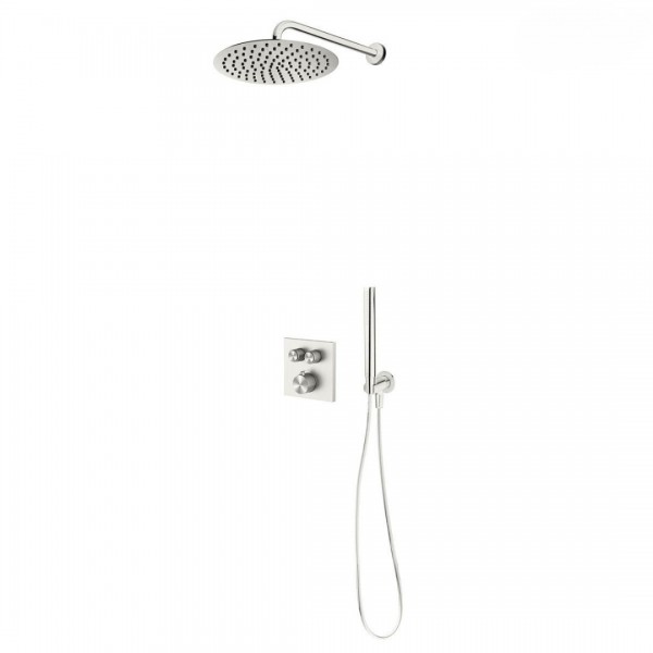Oltens Onega zestaw prysznicowy termostatyczny podtynkowy deszczownica 30 cm nikiel 36620910