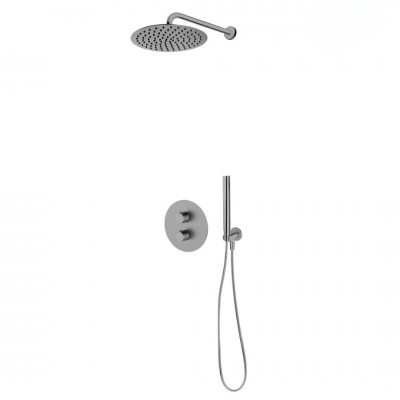 Oltens Katla zestaw prysznicowy podtynkowy termostatyczny deszczownica 30 cm grafit 36608400