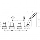 Hansgrohe Metris S bateria wannowa 4-otworowa montaż na brzegu wanny 31443000