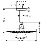 Hansgrohe Raindance Select S 240 2jet EcoSmart z przyłączem sufitowym 100 mm