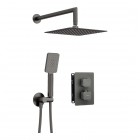 Deante Box zestaw prysznicowy podtynkowy termostatyczny z deszczownicą 25 cm titanium BXYZDECT