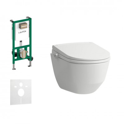 Laufen Ineolink Pro zestaw WC podtynkowy 5w1 toaleta myjąca wisząca Rimless biała 73846