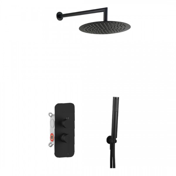 Aquagrif Urban zestaw prysznicowy podtynkowy deszczownica 25 cm czarny mat 19URBER23205