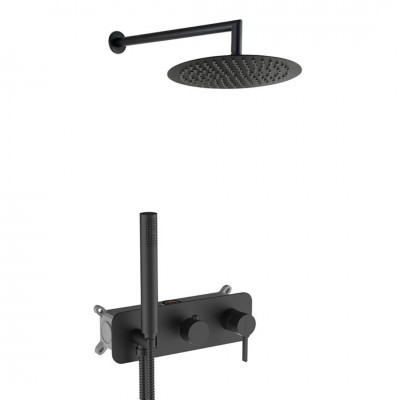 Aquagrif Urban zestaw prysznicowy podtynkowy deszczownica 25 cm czarny mat 19URBER23005