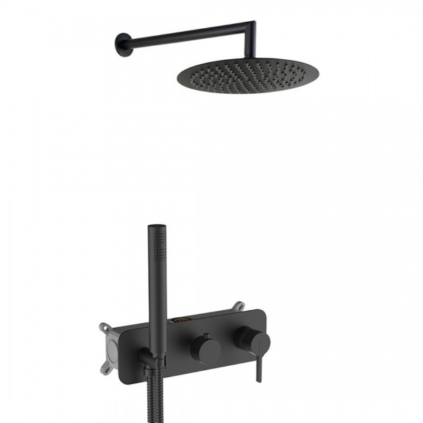 Aquagrif Urban zestaw prysznicowy podtynkowy deszczownica 25 cm czarny mat 19URBER23005
