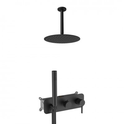 Aquagrif Urban zestaw prysznicowy podtynkowy deszczownica 25 cm czarny mat 19URBER23105