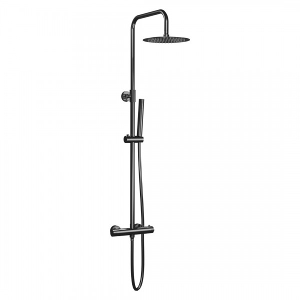 Aquagrif Urban Flow zestaw natryskowy termostatyczny ścienny deszczownica 25 cm gun metal 20UFR25NID12