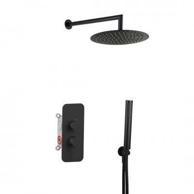 Aquagrif Urban Flow zestaw prysznicowy podtynkowy deszczownica 25 cm czarny mat 19URFER23605