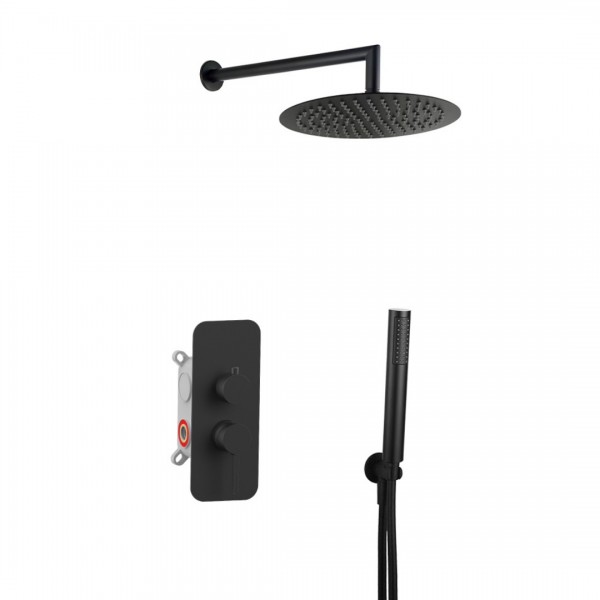 Aquagrif Urban Flow zestaw prysznicowy podtynkowy deszczownica 25 cm czarny mat 19URFER23605