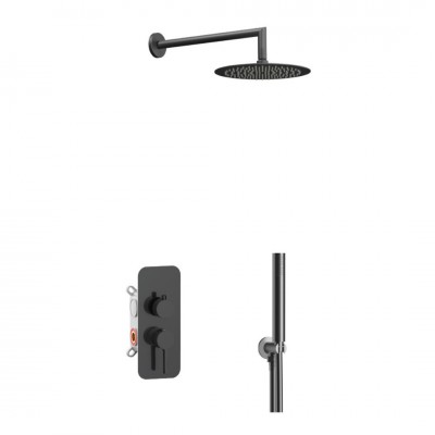 Aquagrif Urban Flow zestaw prysznicowy podtynkowy deszczownica 25 cm gun metal 19URFER23612