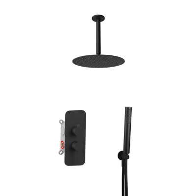 Aquagrif Urban Flow zestaw prysznicowy podtynkowy deszczownica 25 cm czarny mat 19URFER23705