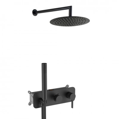 Aquagrif Urban Flow zestaw prysznicowy podtynkowy deszczownica 25 cm czarny mat 19URFER23405