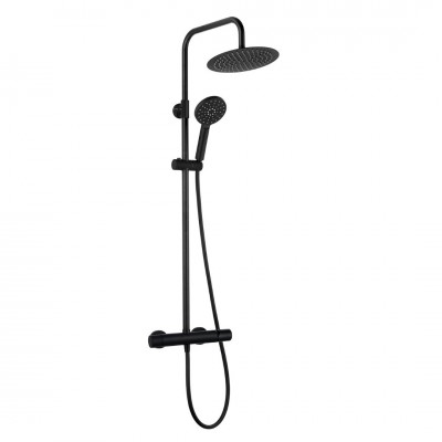 Aquagrif Tube zestaw natryskowy ścienny deszczownica 25 cm czarny mat 21NIR25TUA05