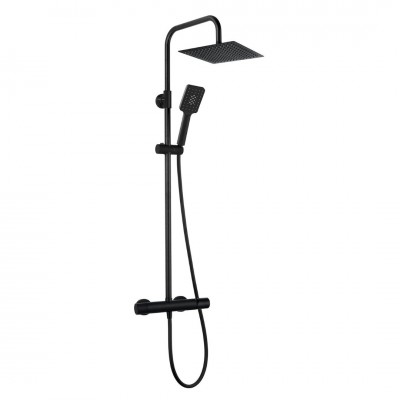 Aquagrif Tube zestaw natryskowy ścienny deszczownica 25 cm czarny mat 21NIC25TUA05