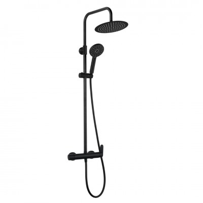 Aquagrif Beta zestaw natryskowy ścienny deszczownica 25 cm czarny mat 21NITR25BEA05