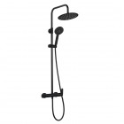 Aquagrif Beta zestaw natryskowy ścienny deszczownica 25 cm czarny mat 21NITR25BEA05