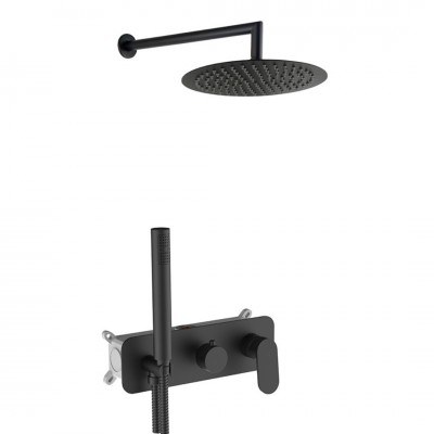 Aquagrif Beta zestaw prysznicowy podtynkowy deszczownica 25 cm czarny mat 19BETER24105