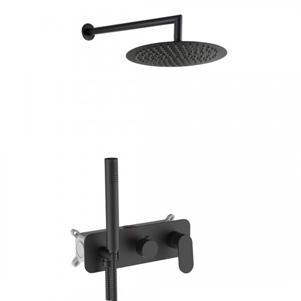 Aquagrif Beta zestaw prysznicowy podtynkowy deszczownica 25 cm czarny mat 19BETER24105