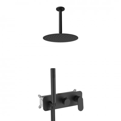 Aquagrif Beta zestaw prysznicowy podtynkowy deszczownica 25 cm czarny mat 19BETER24005