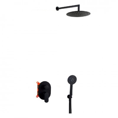 Aquagrif Beta zestaw prysznicowy podtynkowy deszczownica 25 cm czarny mat 19BETER20805