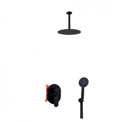 Aquagrif Beta zestaw prysznicowy podtynkowy deszczownica 25 cm czarny mat 19BETER21705