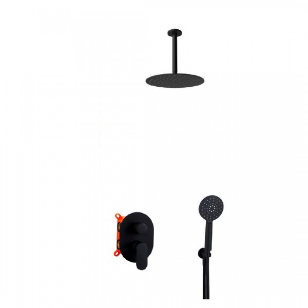 Aquagrif Beta zestaw prysznicowy podtynkowy deszczownica 25 cm czarny mat 19BETER21705