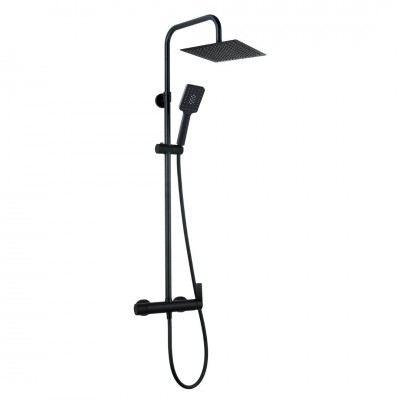 Aquagrif Alpha zestaw natryskowy ścienny deszczownica 25 cm czarny mat 21NITC25ALA05