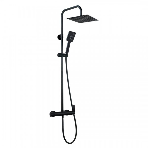 Aquagrif Alpha zestaw natryskowy ścienny deszczownica 25 cm czarny mat 21NITC25ALA05