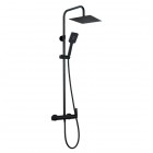 Aquagrif Alpha zestaw natryskowy ścienny deszczownica 25 cm czarny mat 21NITC25ALA05