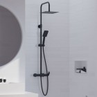 Aquagrif Alpha zestaw natryskowy ścienny deszczownica 25 cm czarny mat 21NITC25ALA05