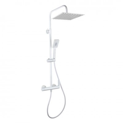 Aquagrif Alpha zestaw natryskowy ścienny deszczownica 25 cm biały mat 21NITC25ALA03