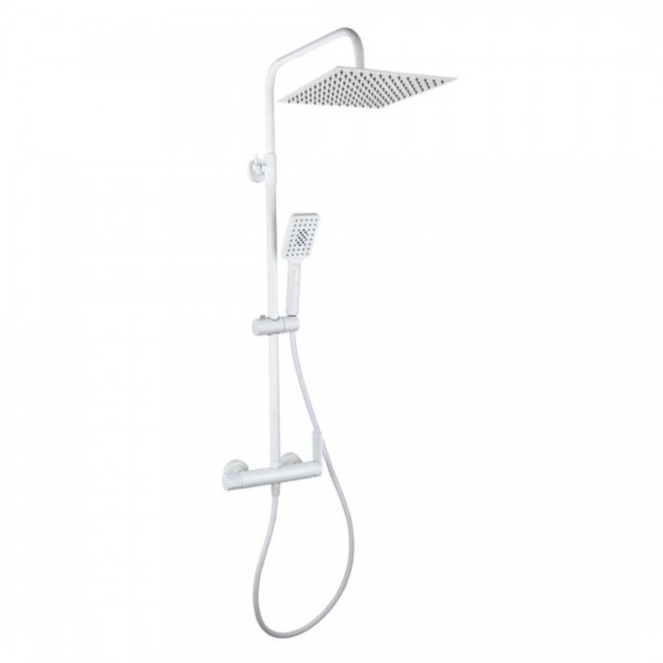 Aquagrif Alpha zestaw natryskowy ścienny deszczownica 25 cm biały mat 21NITC25ALA03