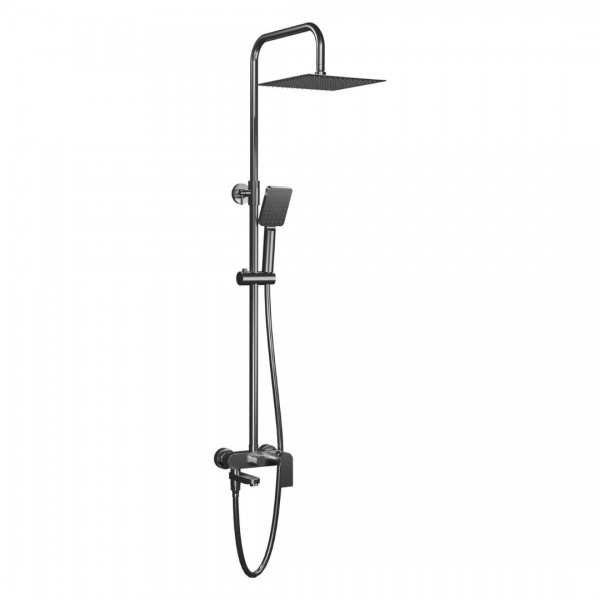 Aquagrif Alpha zestaw wannowy ścienny deszczownica 25 cm gun metal 21NITC25ASB12