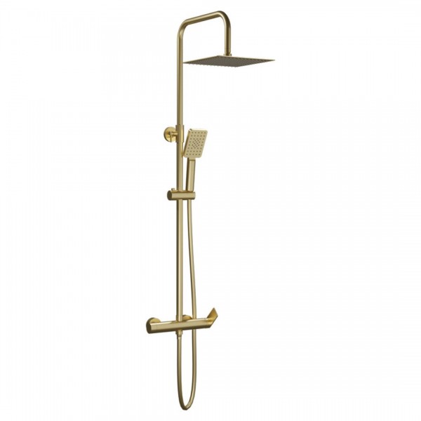 Aquagrif Alpha zestaw natryskowy ścienny deszczownica 25 cm złoty szczotkowany 21NITC25ALA09