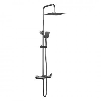 Aquagrif Alpha zestaw natryskowy ścienny deszczownica 25 cm gun metal 21NITC25ALA12