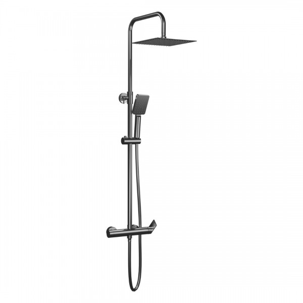 Aquagrif Alpha zestaw natryskowy ścienny deszczownica 25 cm gun metal 21NITC25ALA12