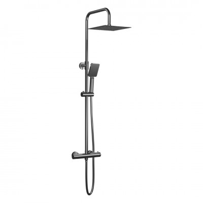 Aquagrif Alpha zestaw natryskowy termostatyczny ścienny deszczownica 25 cm gun metal 20NITC25NID12