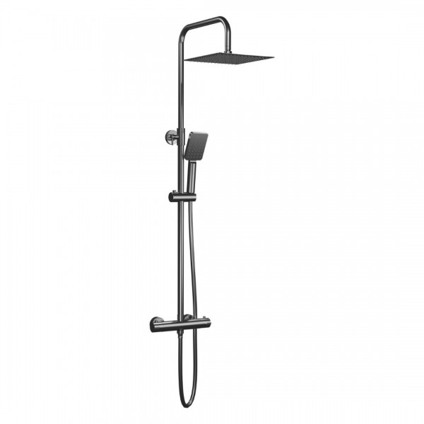 Aquagrif Alpha zestaw natryskowy termostatyczny ścienny deszczownica 25 cm gun metal 20NITC25NID12