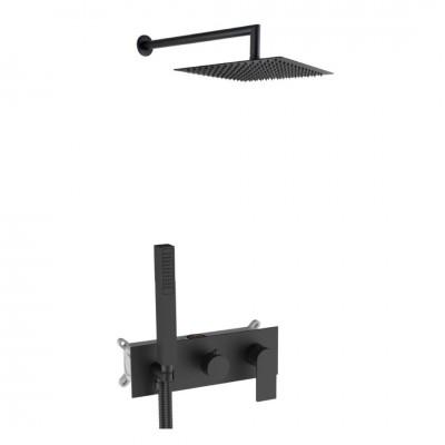 Aquagrif Alpha zestaw prysznicowy podtynkowy deszczownica 25 cm czarny mat 19ALPEC23805