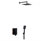 Aquagrif Alpha zestaw prysznicowy podtynkowy deszczownica 25 cm czarny mat 19ALPEC20805