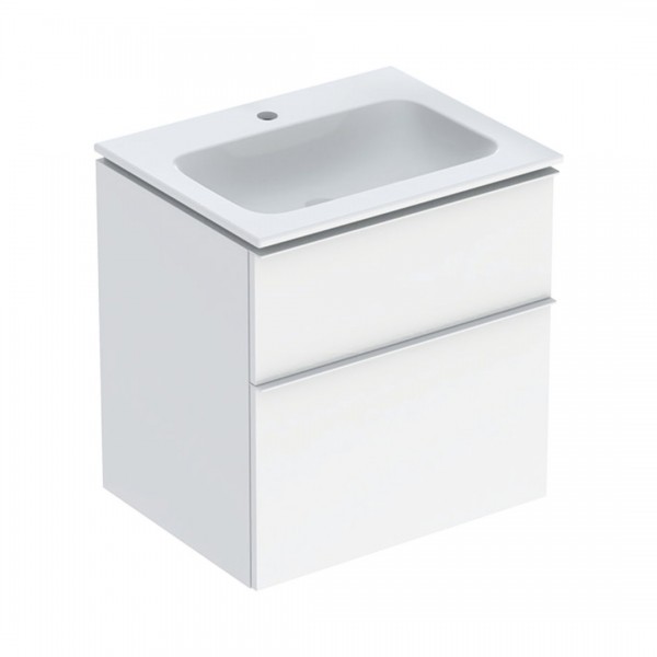 Geberit iCon Slim umywalka z szafką 60 cm wisząca biały połysk/biały mat 502.335.01.1