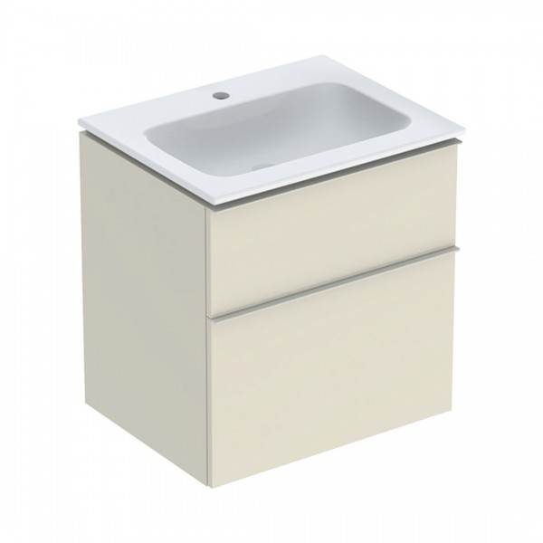 Geberit iCon Slim umywalka z szafką 60 cm wisząca szary piaskowy połysk/szary piaskowy mat 502.335.JL.1