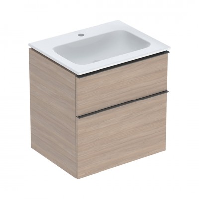 Geberit iCon Slim umywalka z szafką 60 cm wisząca dąb/lava mat 502.335.JH.1