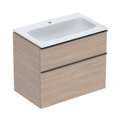 Geberit iCon Slim umywalka z szafką 75 cm wisząca dąb/lava mat 502.336.JH.1