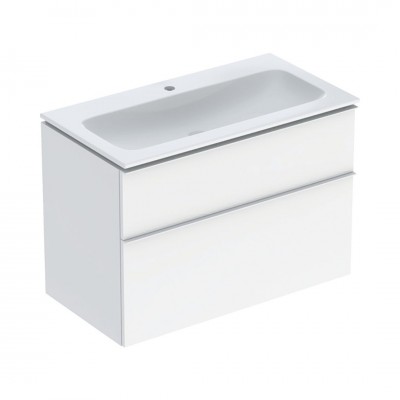 Geberit iCon Slim umywalka z szafką 90 cm wisząca biały połysk/biały mat 502.337.01.1