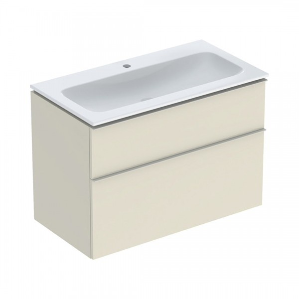 Geberit iCon Slim umywalka z szafką 90 cm wisząca szary piaskowy połysk/szary piaskowy mat 502.337.JL.1