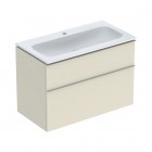 Geberit iCon Slim umywalka z szafką 90 cm wisząca szary piaskowy połysk/szary piaskowy mat 502.337.JL.1