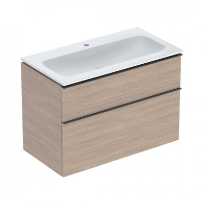 Geberit iCon Slim umywalka z szafką 90 cm wisząca KeraTect dąb/lava mat 502.333.JH.1