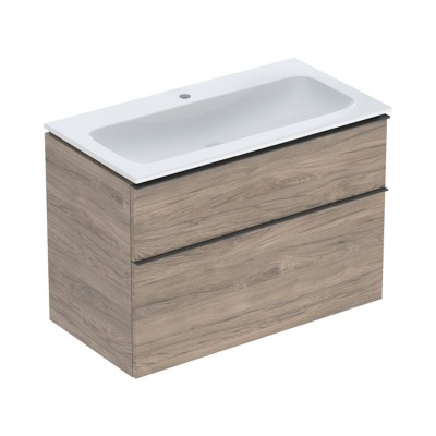 Geberit iCon Slim umywalka z szafką 90 cm wisząca orzech hickory/lava mat 502.337.JR.1