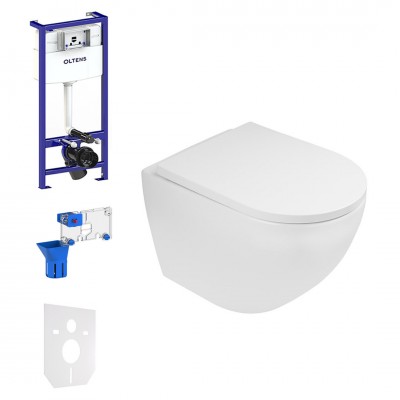 Oltens Hamnes OneForm miska WC wisząca biała PureRim SmartClean z deską wolnoopadającą i stelaż podtynkowy Triberg 74379 Oltens Hamnes OneForm miska WC wisząca biała PureRim SmartClean z deską wolnoopadającą i stelaż podtynkowy Triberg 74379